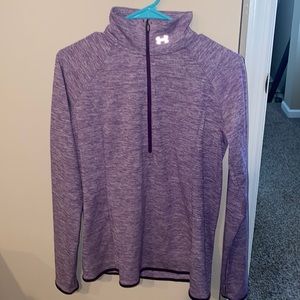 Marled purple half zip running long sleeve top